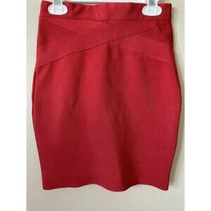 Forever 21 Red Stretchy Fitted Bodycon Women's Bandage Skirt Size S